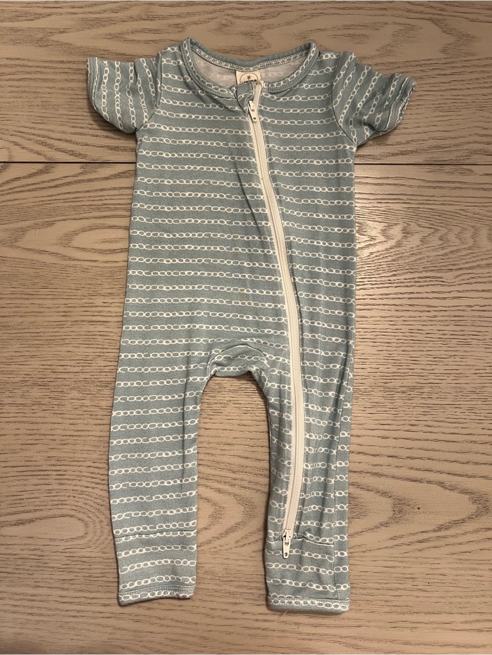 Larkspur Blue Chain-Print Zip Romper for Babies